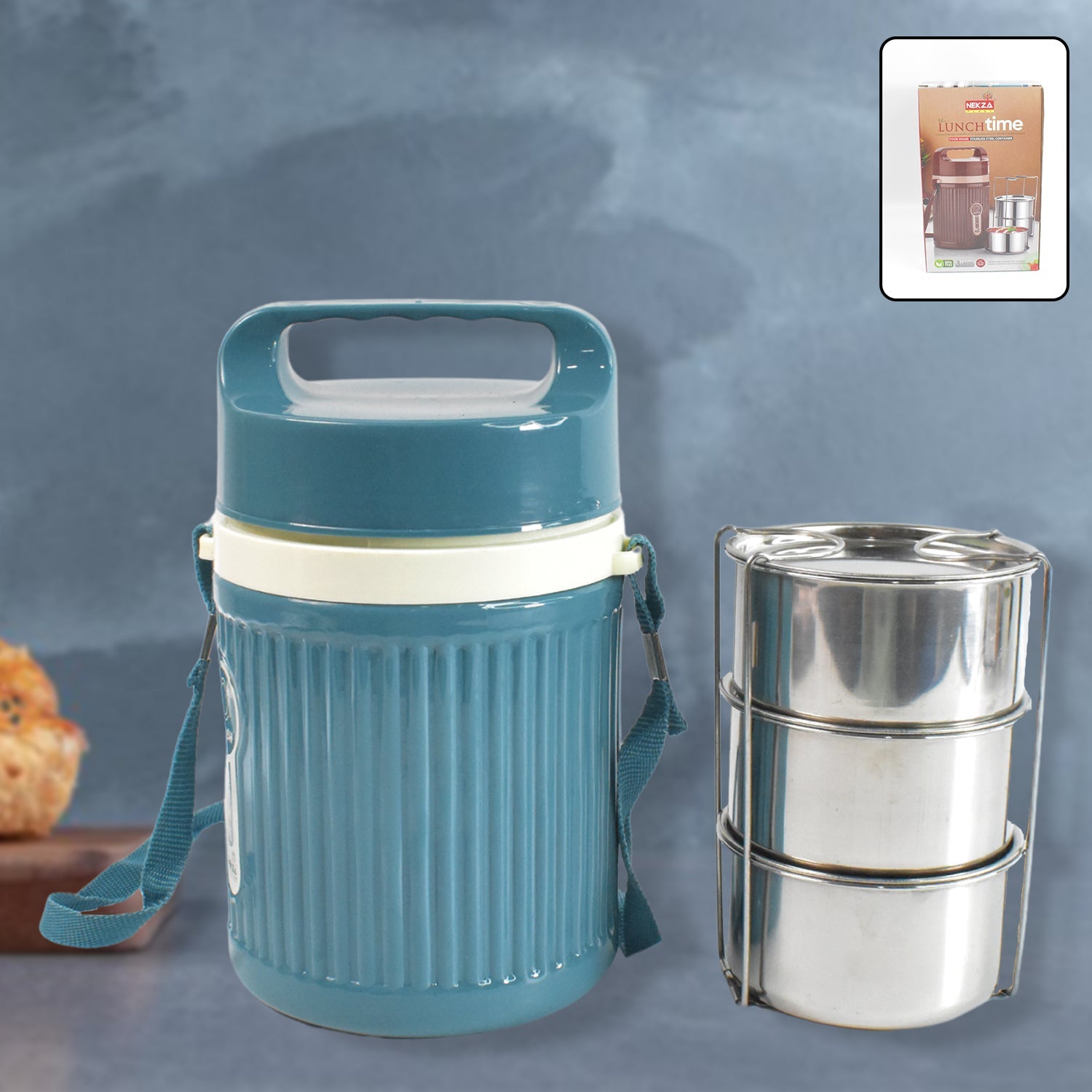 Stackable Insulated Tiffin with Handle (1 Pc): Leakproof, Hot Food Container Stackable Insulated Tiffin with Handle (1 Pc): Leakproof, Hot Food Container